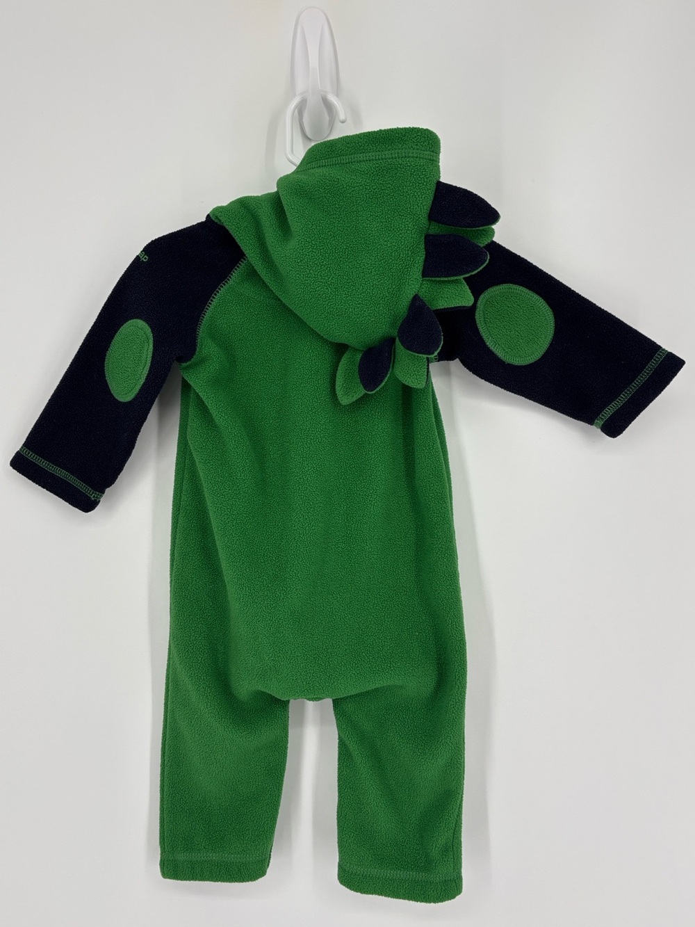 Baby Gap Fleece Hooded Dinosaur 1 Piece Jumpsuit Green & Navy Kids 6-12 Months
